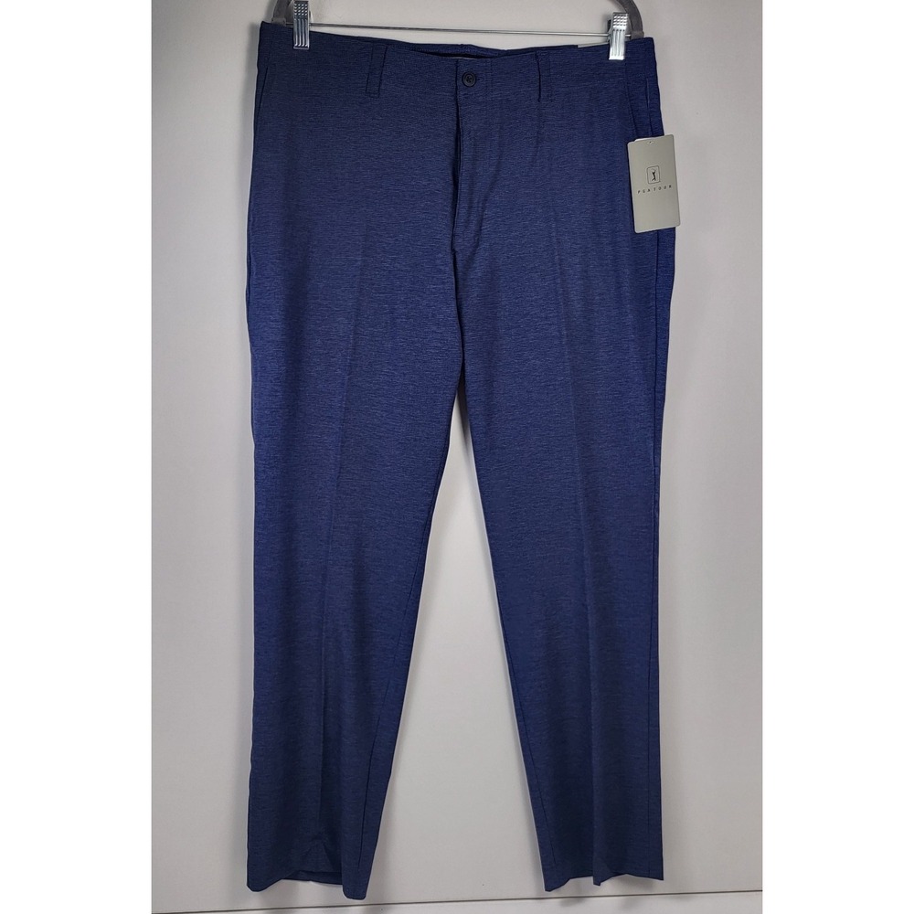 Men's PGA Tour Golf Pants Active Gripper Waistband 34x30 Blue Pfreformsnce New - Picture 2 of 8